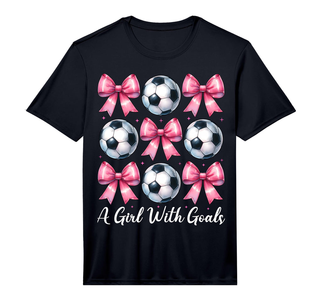 Goals Soccer Coquette Bow T-Shirt - Casual Everyday Wear Men Women