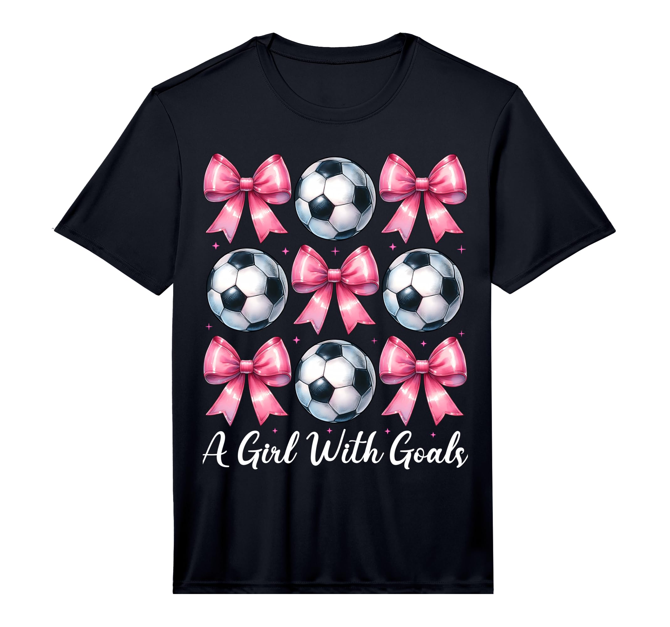 Goals Soccer Coquette Bow T-Shirt - Casual Everyday Wear Men Women