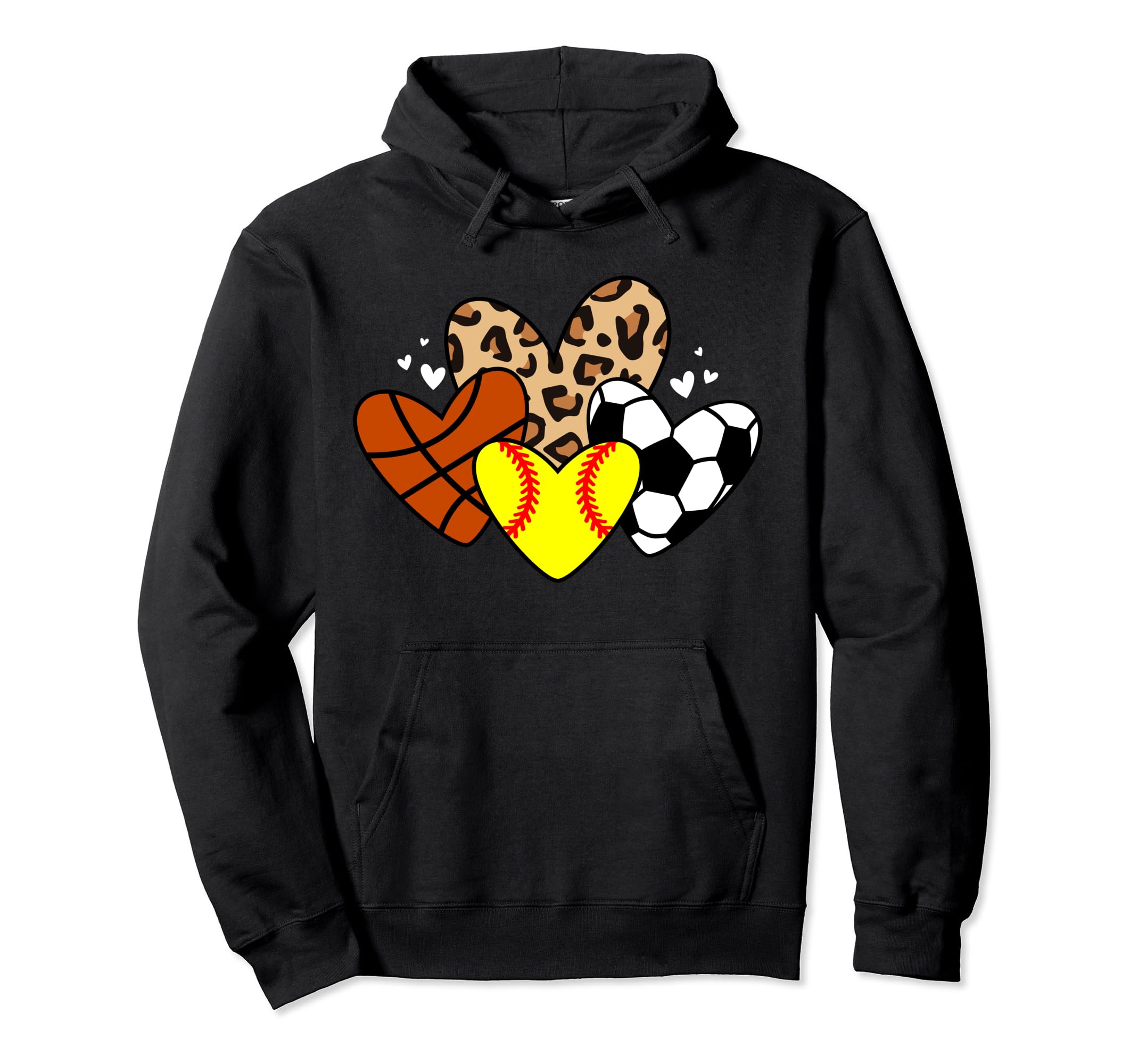 Softball Soccer Basketball Heart Hoodie - Custom Art Print for Adults