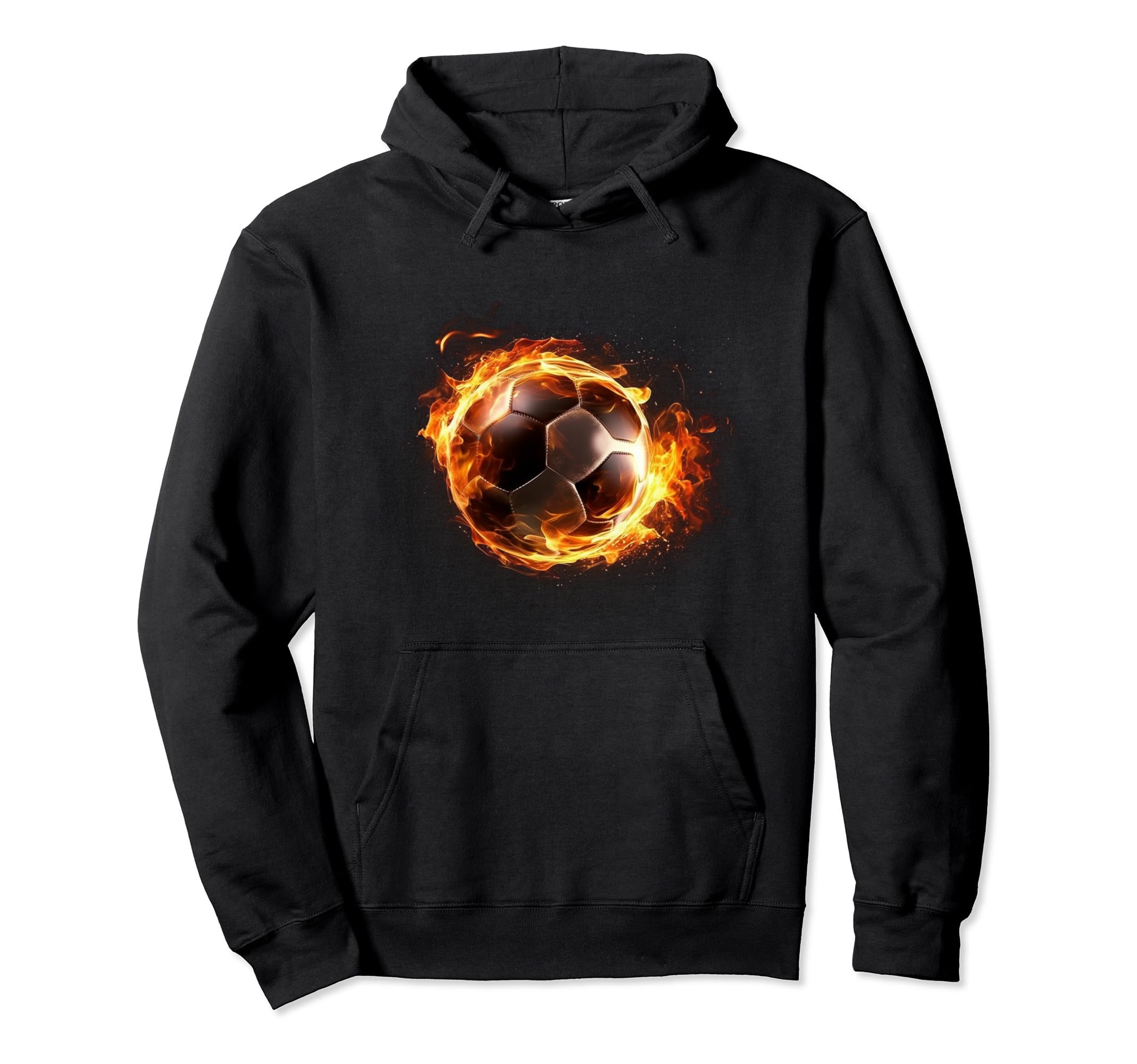 Realistic Fire Football Ball Soccer Hoodie - Novelty Apparel for Adults