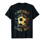 Awesome Since 1961 Soccer Birthday T-Shirt - Minimalist Print Men Women