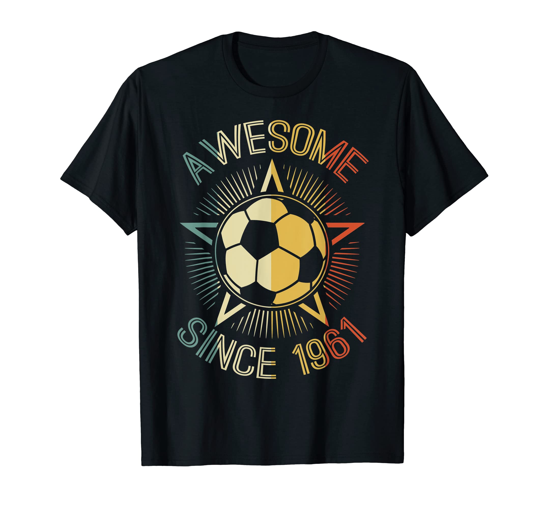 Awesome Since 1961 Soccer Birthday T-Shirt - Minimalist Print Men Women