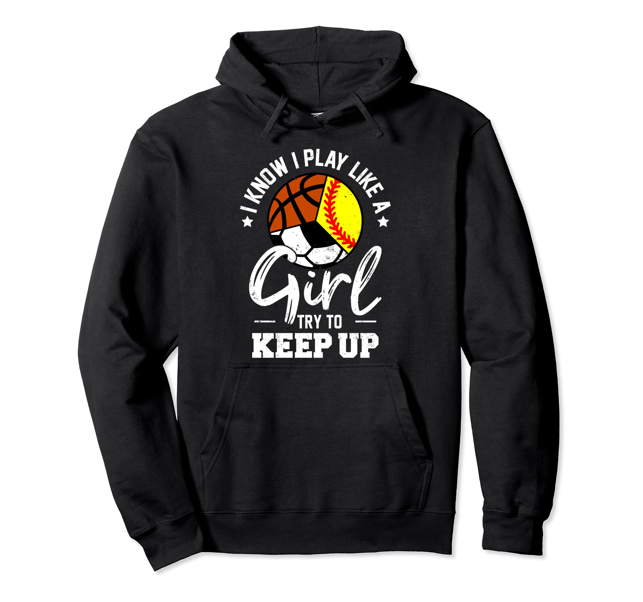 I Know I Play Like Keep Up Softball Hoodie - Fun Novelty Design for Adults