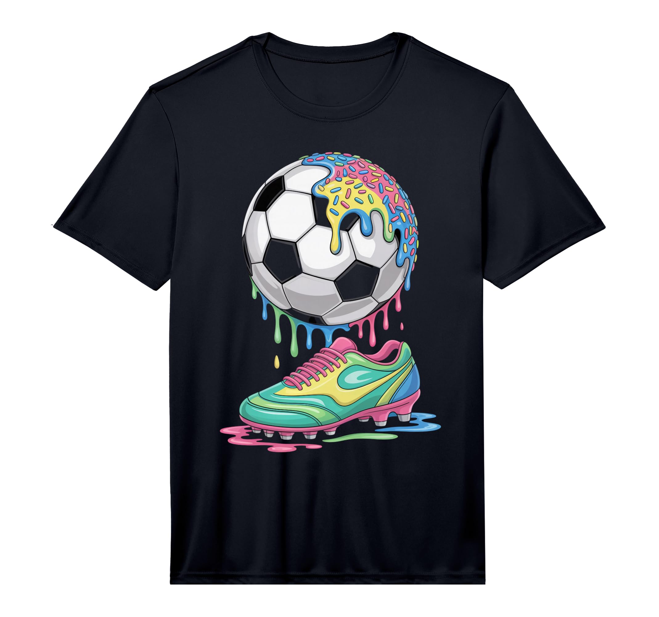 Soccer Ball Drip Ice Cream Drip Game Soccer T-Shirt - Graphic Print Unisex
