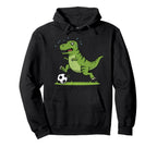 T Rex Dinosaur Playing Soccer Dino Hoodie - Minimalist Print for Adults