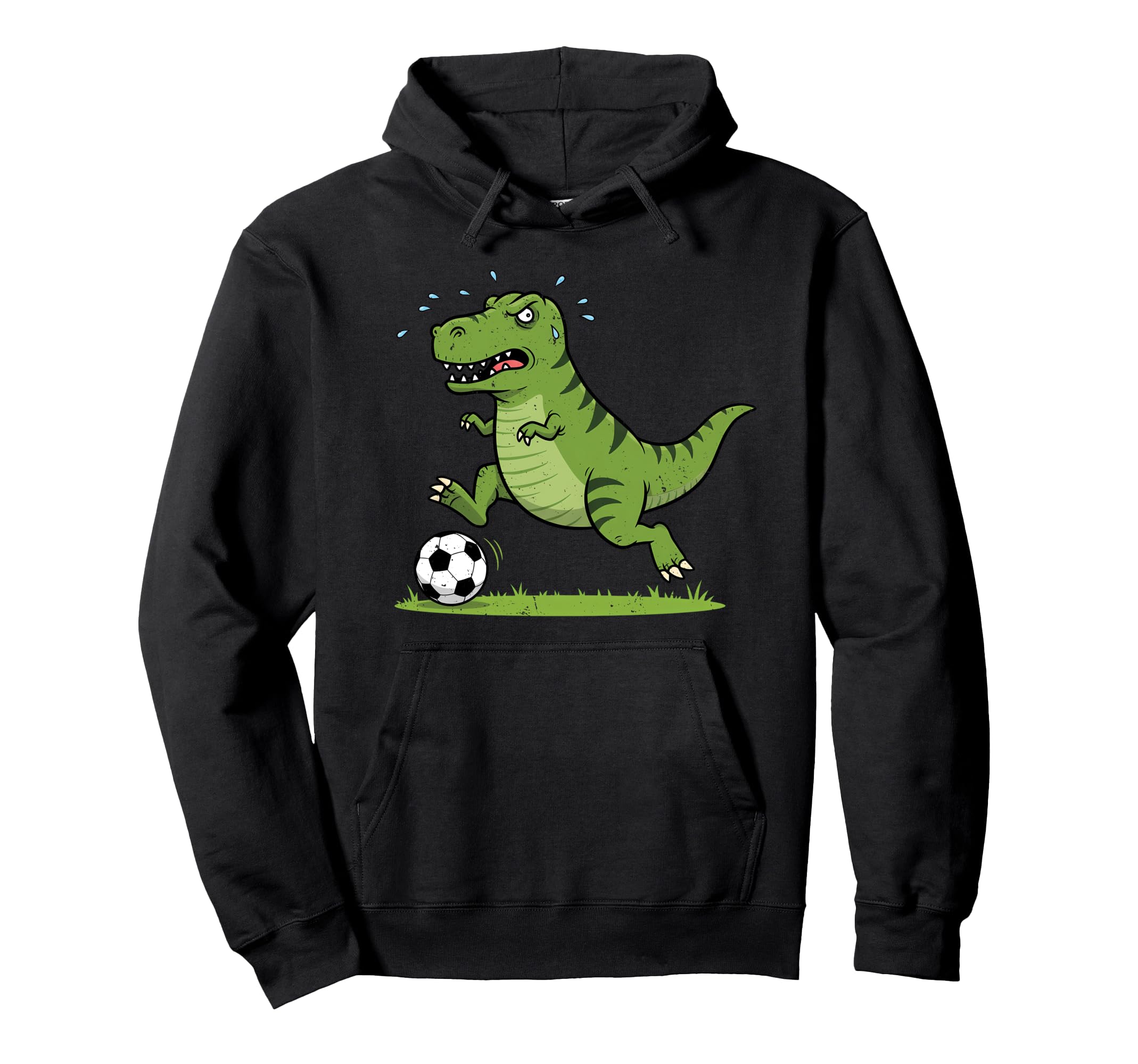 T Rex Dinosaur Playing Soccer Dino Hoodie - Minimalist Print for Adults