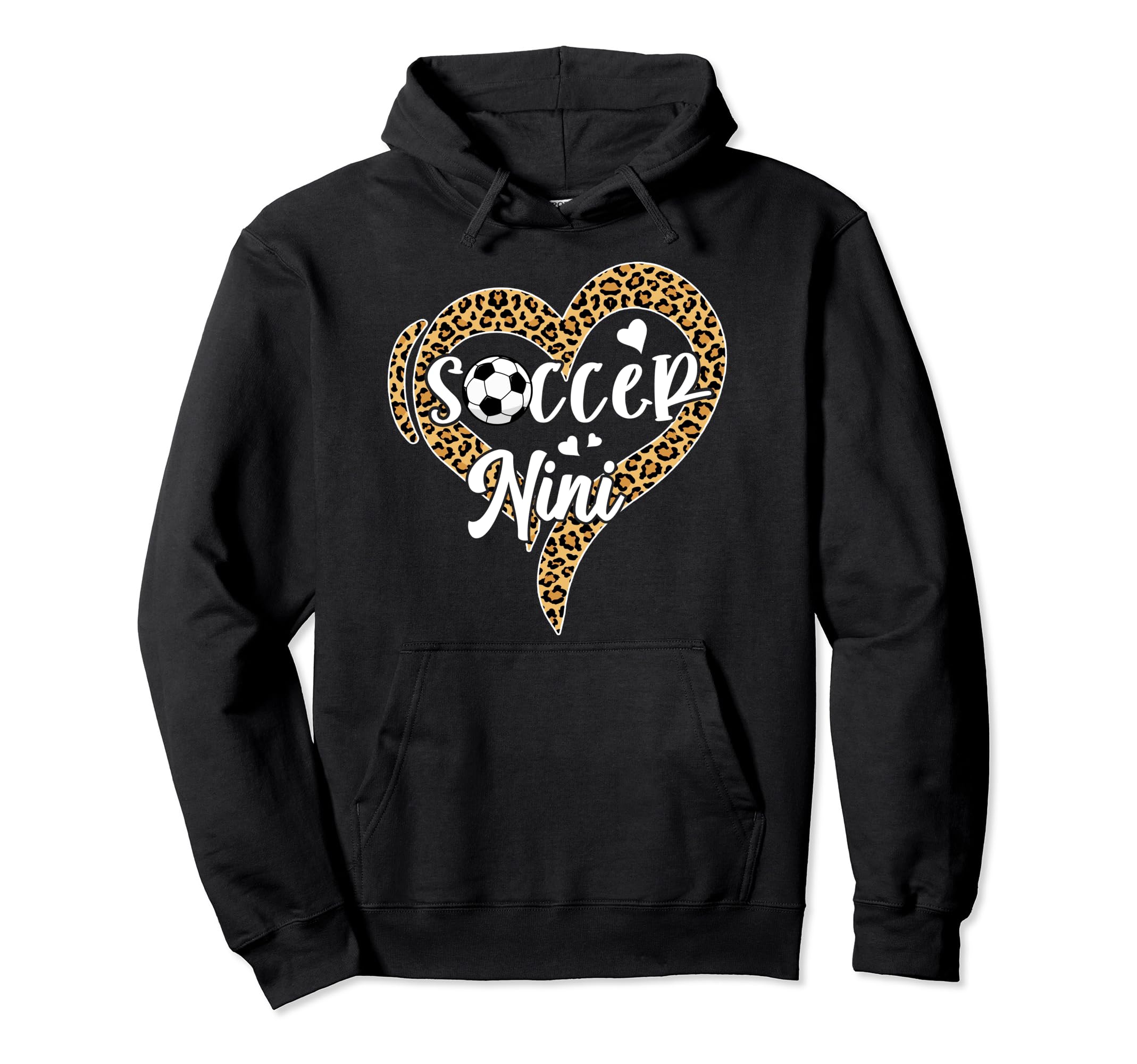 Soccer Nini Leopard Heart Hoodie - Graphic Print for Adults