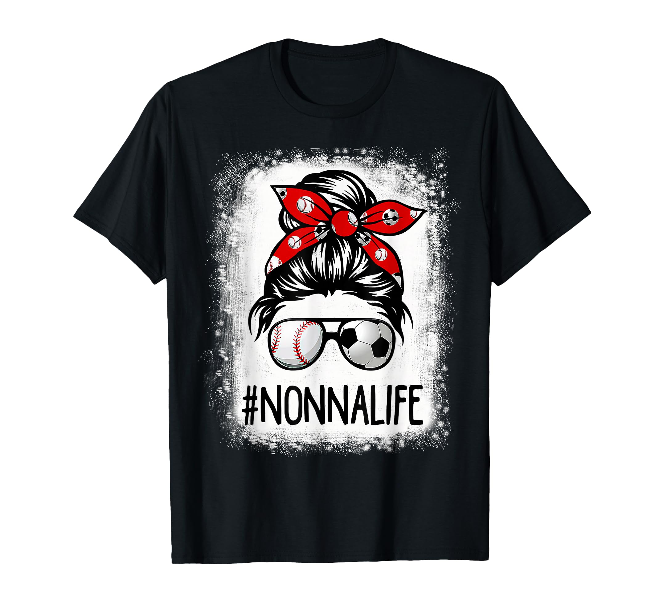 Bleached Nonna Life Soccer Messy Bun T-Shirt - Graphic Print Men Women