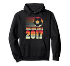 Awesome Since 2017 Soccer 9Th Birthday Hoodie - Minimalist Print Men Women