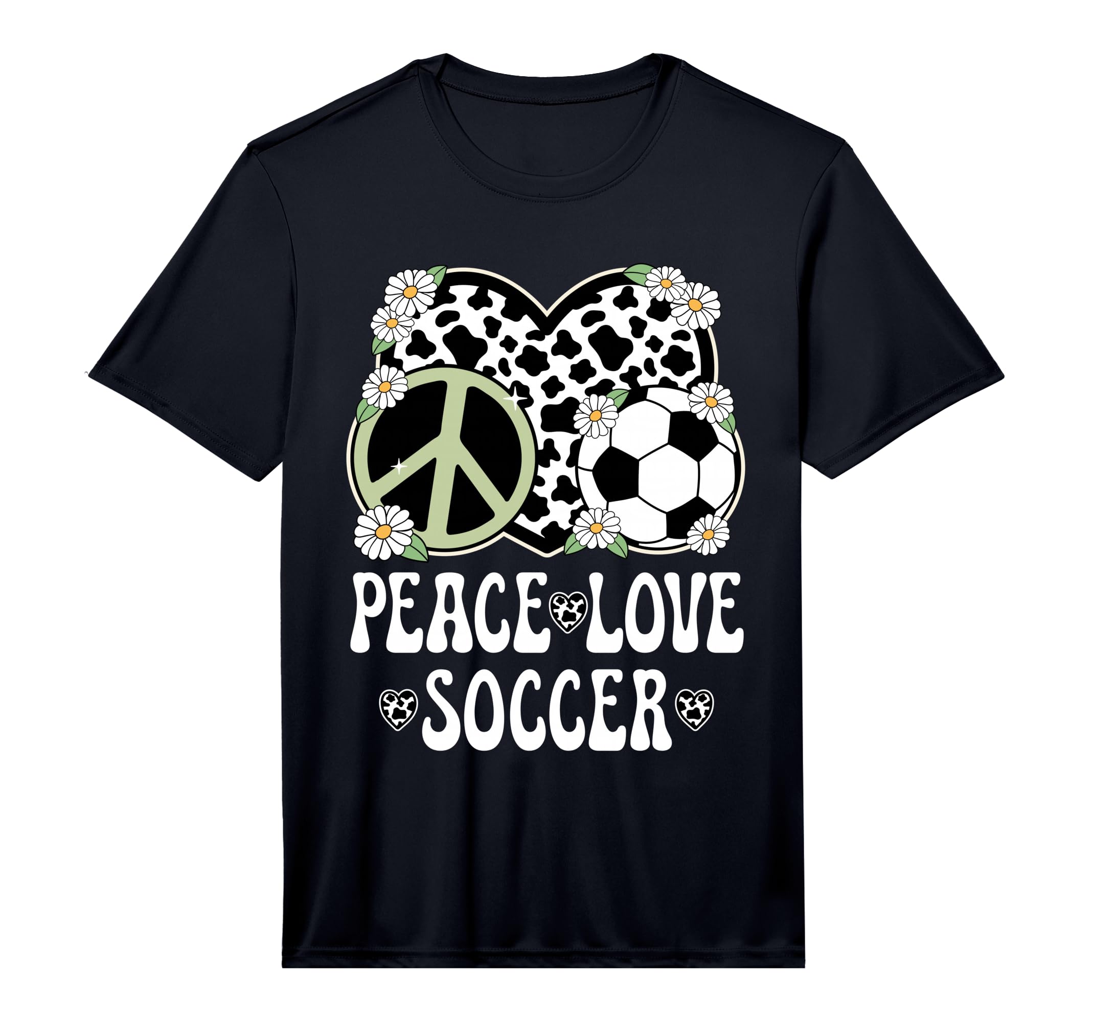Peace Love Soccer Lover Cow Soccer T-Shirt - Trendy Graphic Men Women