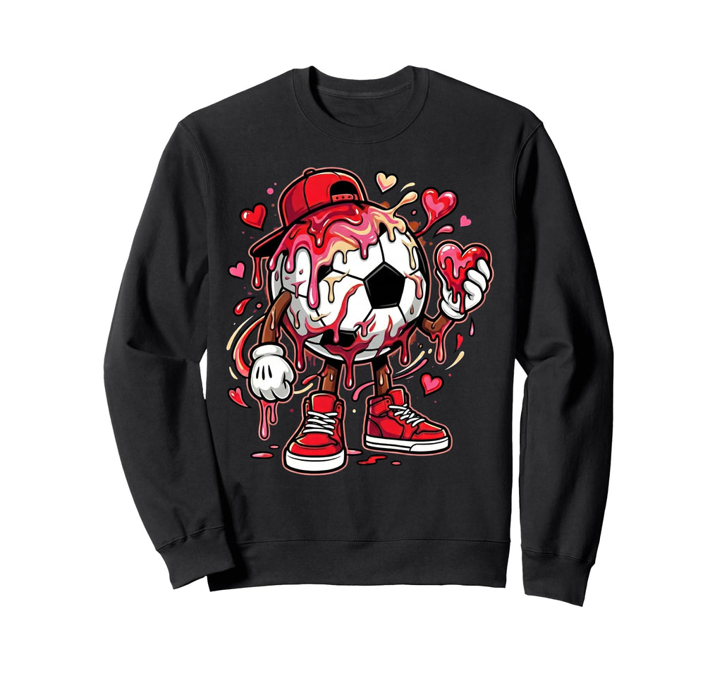 Soccer Football Drip Heart Icecream Sweatshirt - Trendy Graphic for Adults