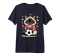 Kawaii Soccer Cat Just Who Loves T-Shirt - Custom Art Print for Adults