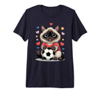 Kawaii Soccer Cat Just Who Loves T-Shirt - Custom Art Print for Adults