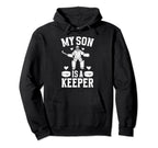 My Son Is Hockey Keeper Mom Hockey Hoodie - Trendy Graphic for Adults