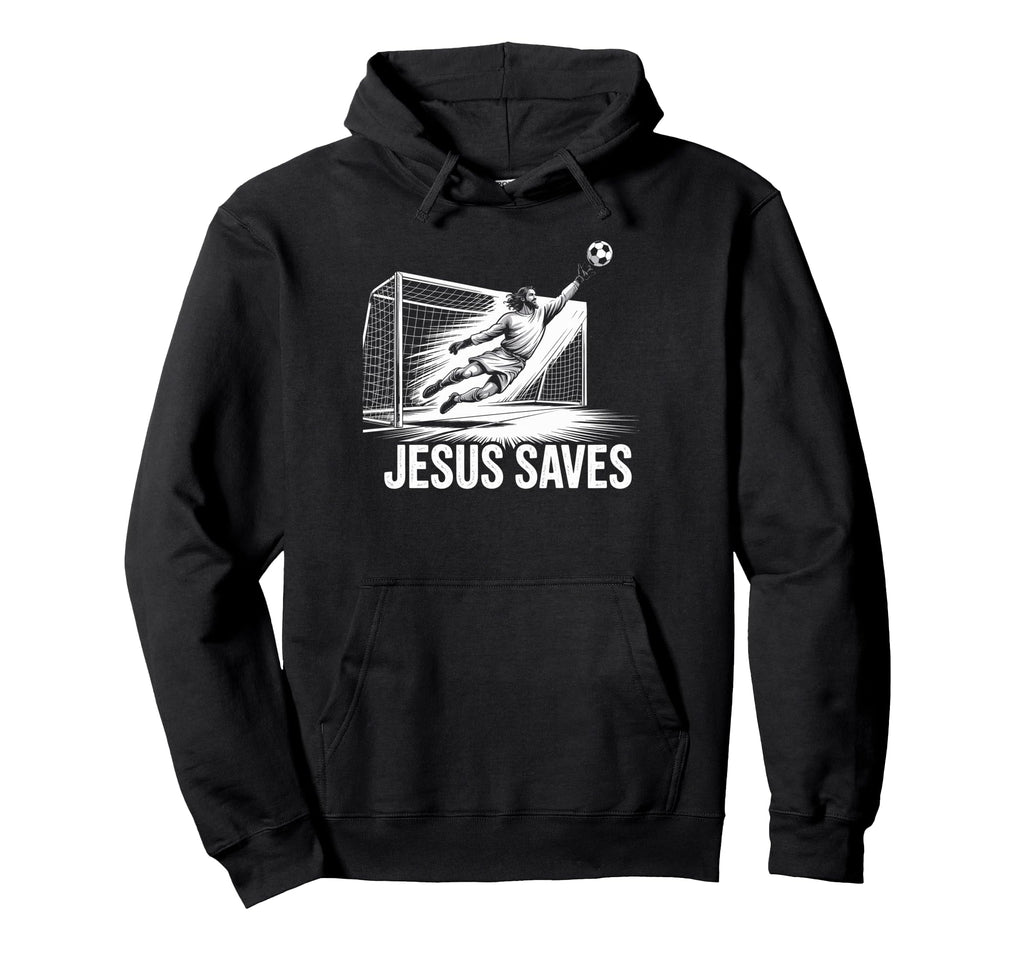 Soccer Goalie Goalkeeper Jesus Saves Hoodie - Minimalist Print Unisex