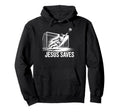 Soccer Goalie Goalkeeper Jesus Saves Hoodie - Minimalist Print Unisex