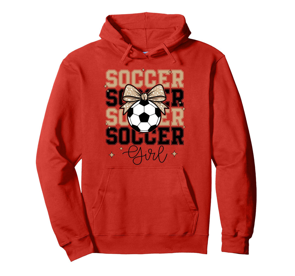Groovy Soccer Coquette Bow Soccer Sports Hoodie - Trendy Graphic Unisex