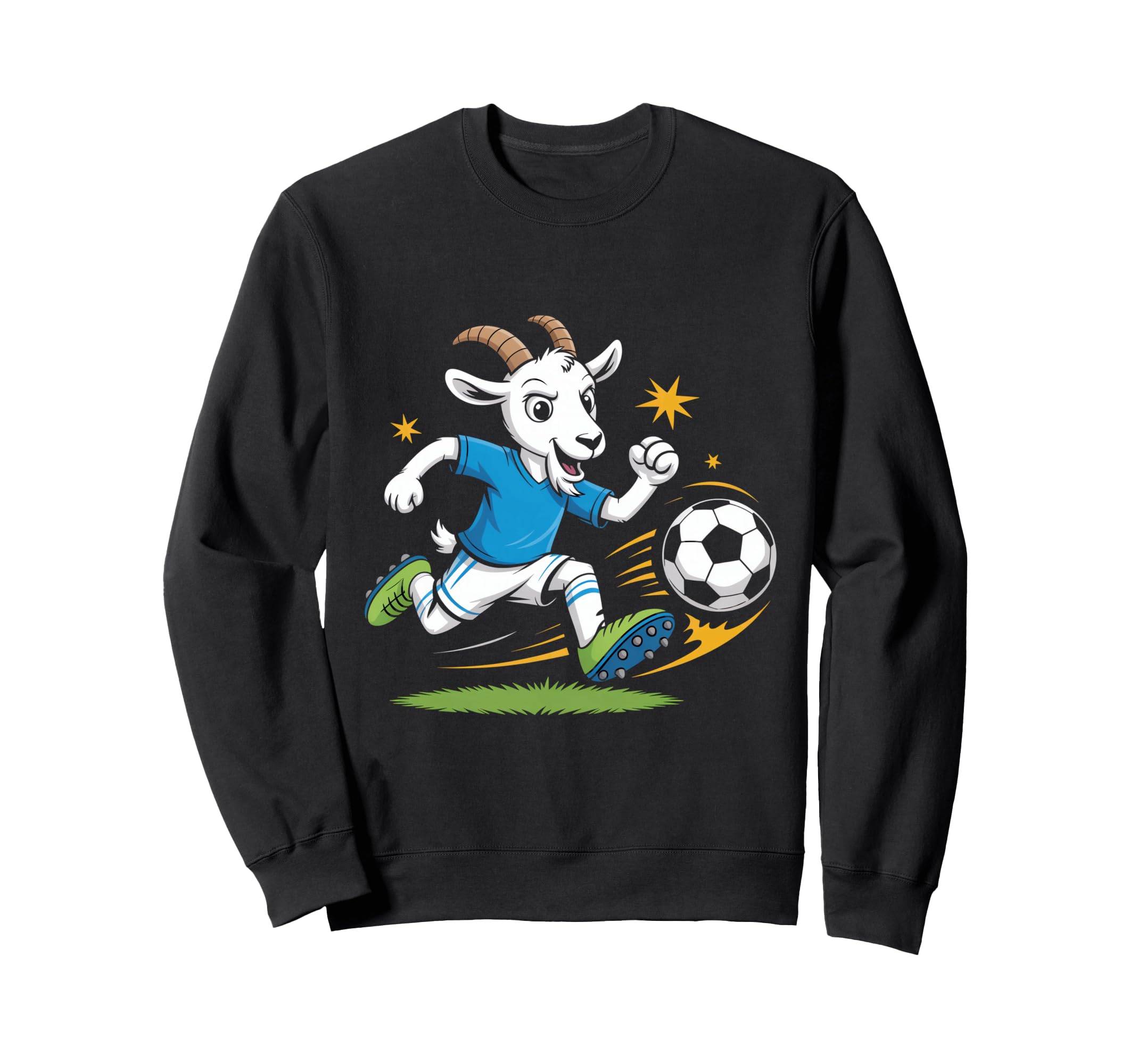 Football Goat Striker Cartoon Sweatshirt - Fun Novelty Design for Adults
