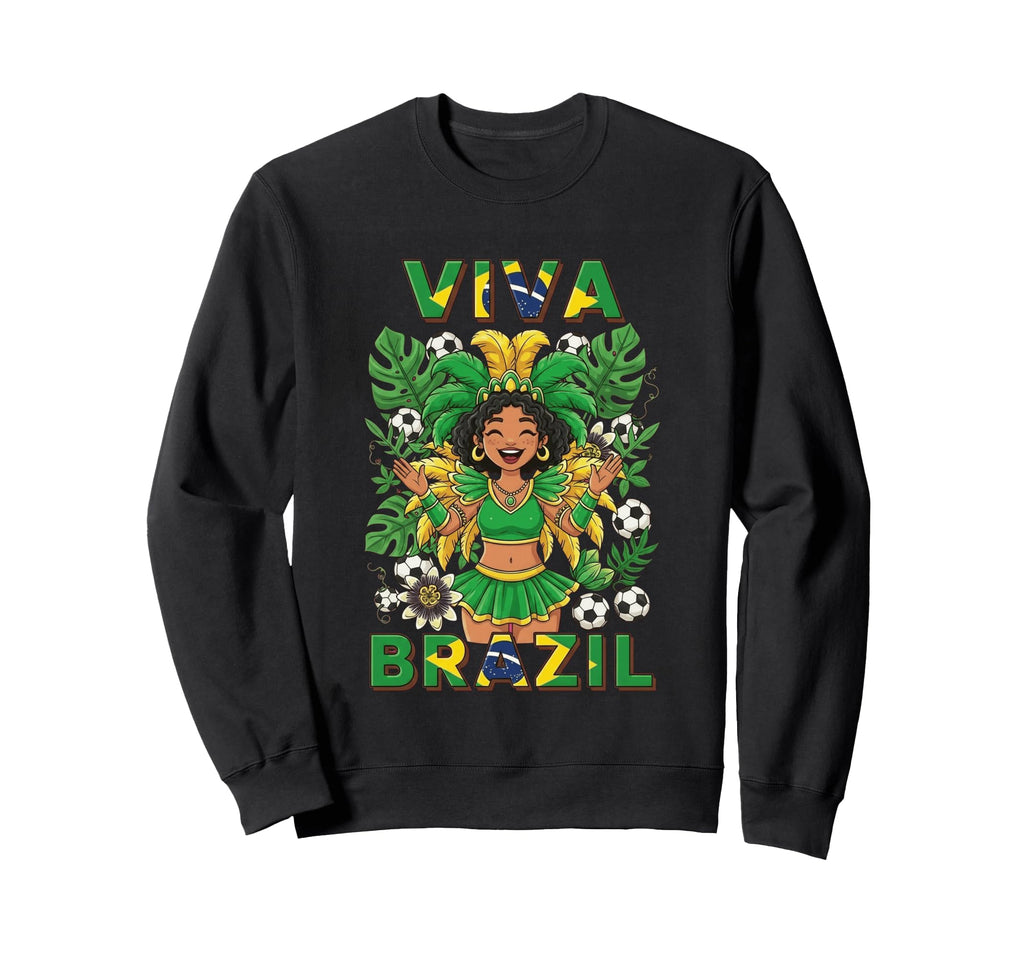 Viva Brazil Soccer Fan Tropical Vibe Sweatshirt - Minimalist Print Unisex