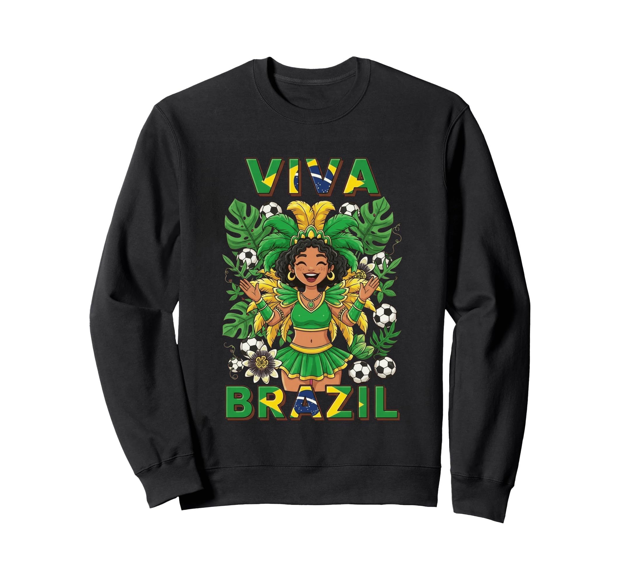 Viva Brazil Soccer Fan Tropical Vibe Sweatshirt - Minimalist Print Unisex