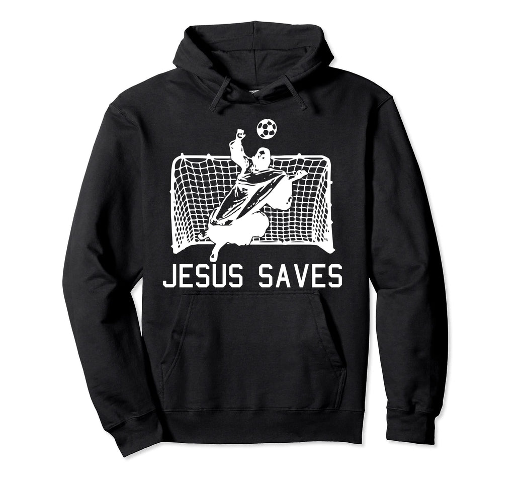 Jesus Saves Soccer Funny Football Hoodie - Streetwear Style for Adults