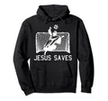 Jesus Saves Soccer Funny Football Hoodie - Streetwear Style for Adults