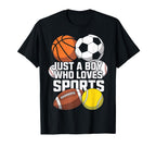 Just Who Loves Sports Baseball Soccer T-Shirt - Trendy Graphic Men Women