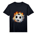 Soccer Ball Ice Splash Flame Fire T-Shirt - Fun Novelty Design for Adults