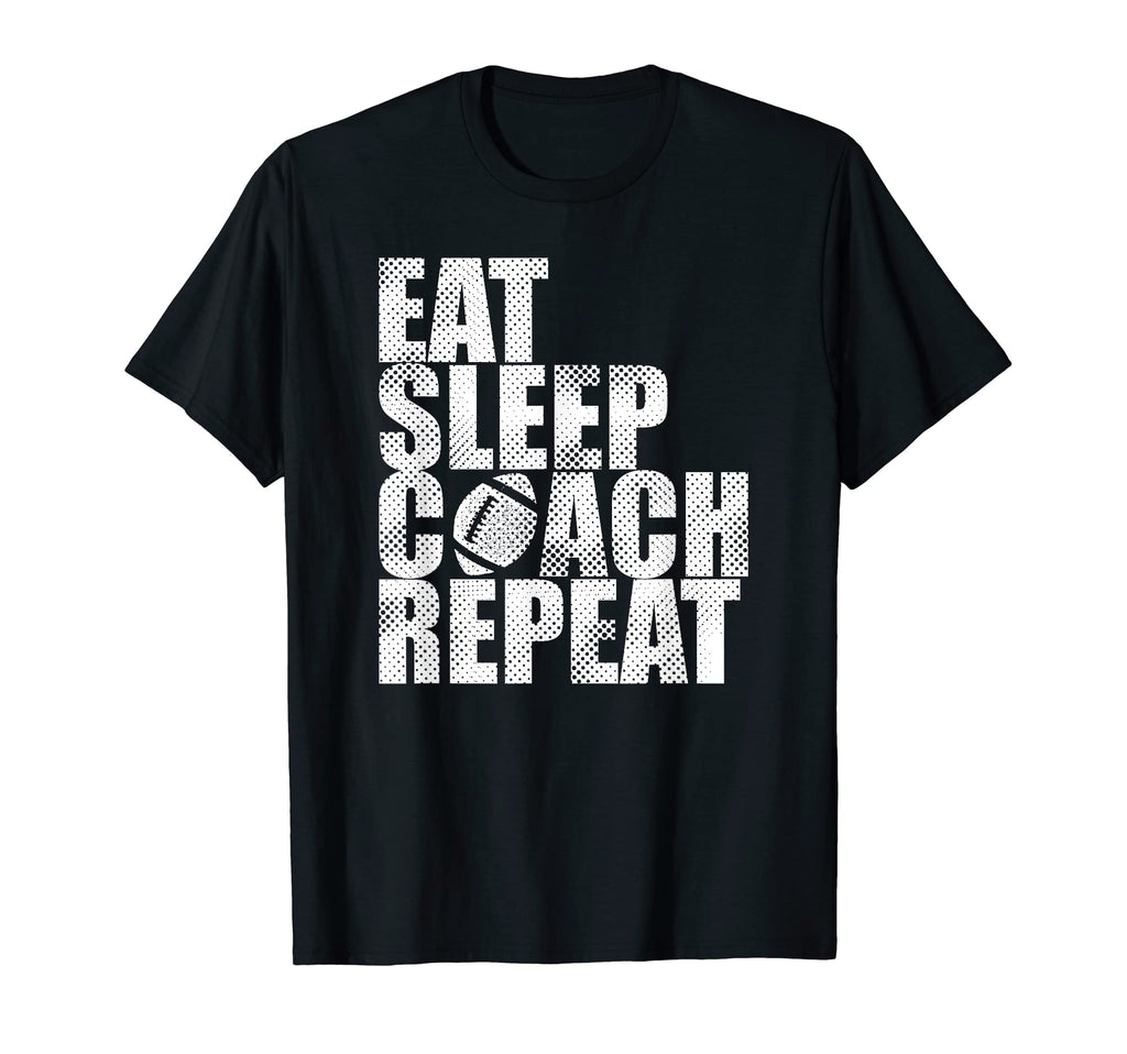 Mens Eat Sleep Coach Funny Football T-Shirt - Unique Graphic Unisex