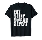 Mens Eat Sleep Coach Funny Football T-Shirt - Unique Graphic Unisex