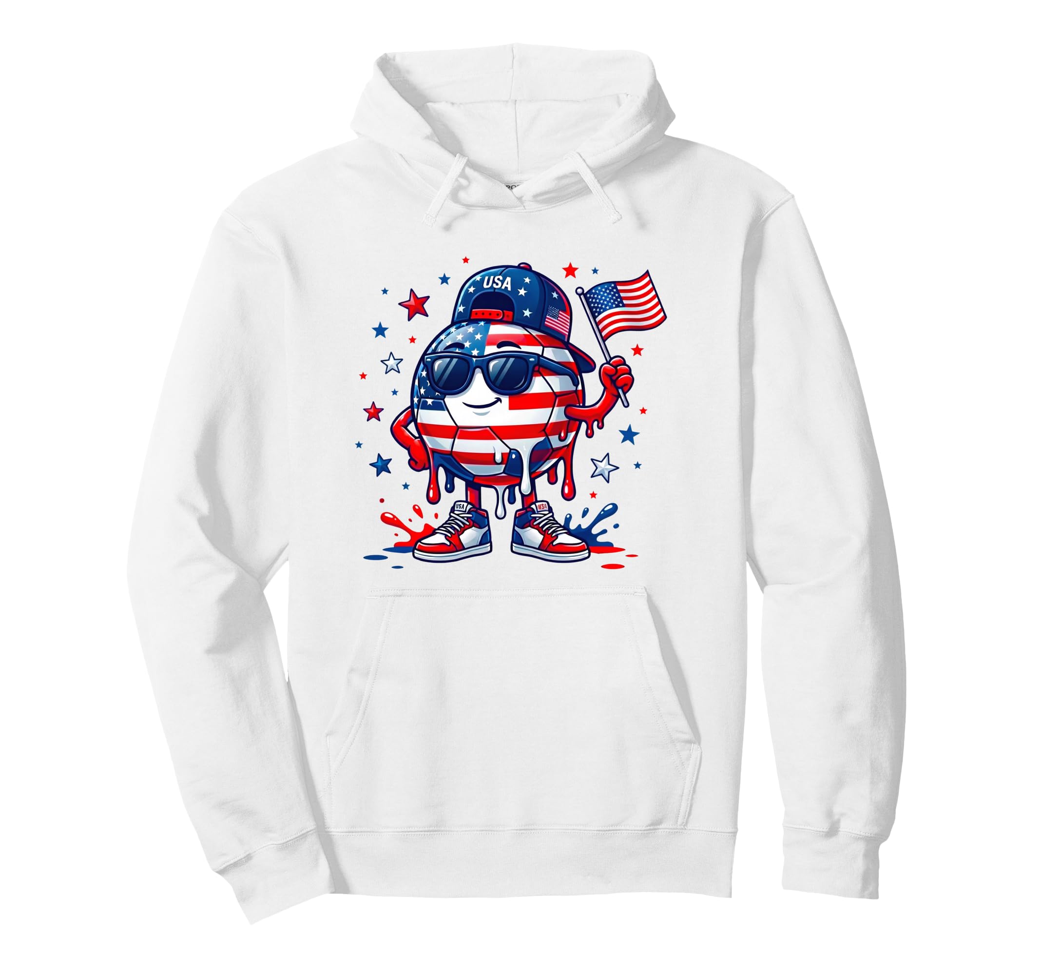 Patriotic Soccer Ball 4Th July Drip Hoodie - Novelty Apparel for Adults
