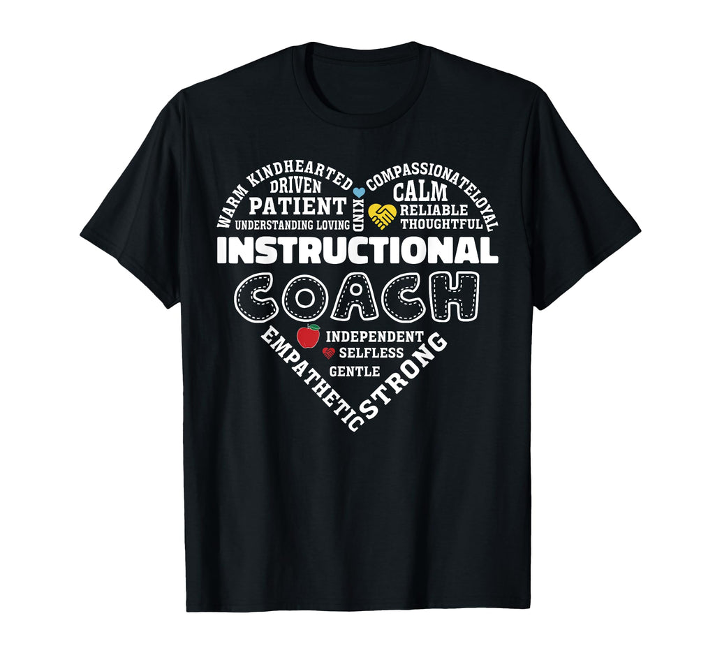 Instructional Coach Heart Teachers T-Shirt - Novelty Apparel for Adults