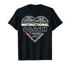 Instructional Coach Heart Teachers T-Shirt - Novelty Apparel for Adults