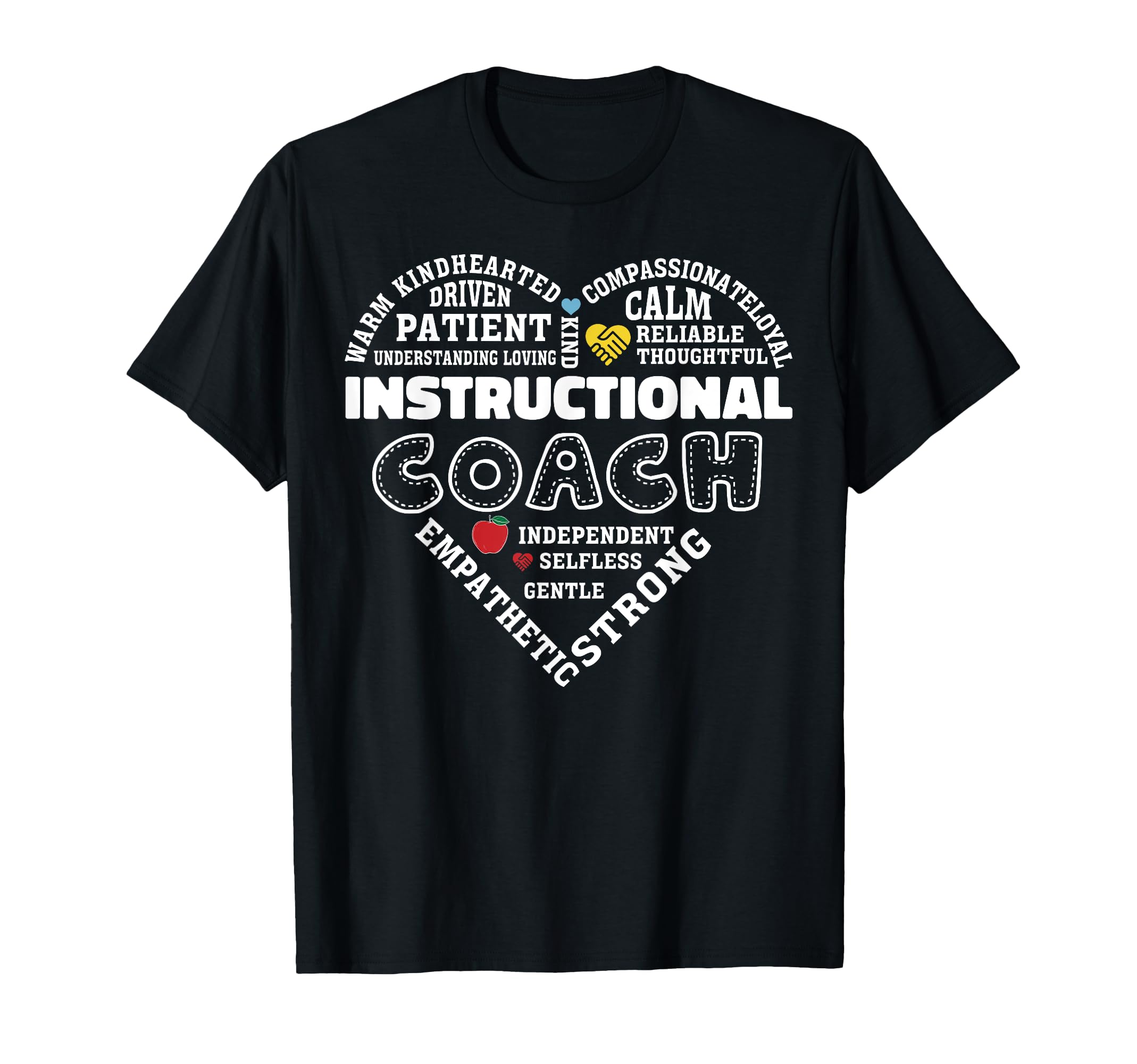 Instructional Coach Heart Teachers T-Shirt - Novelty Apparel for Adults