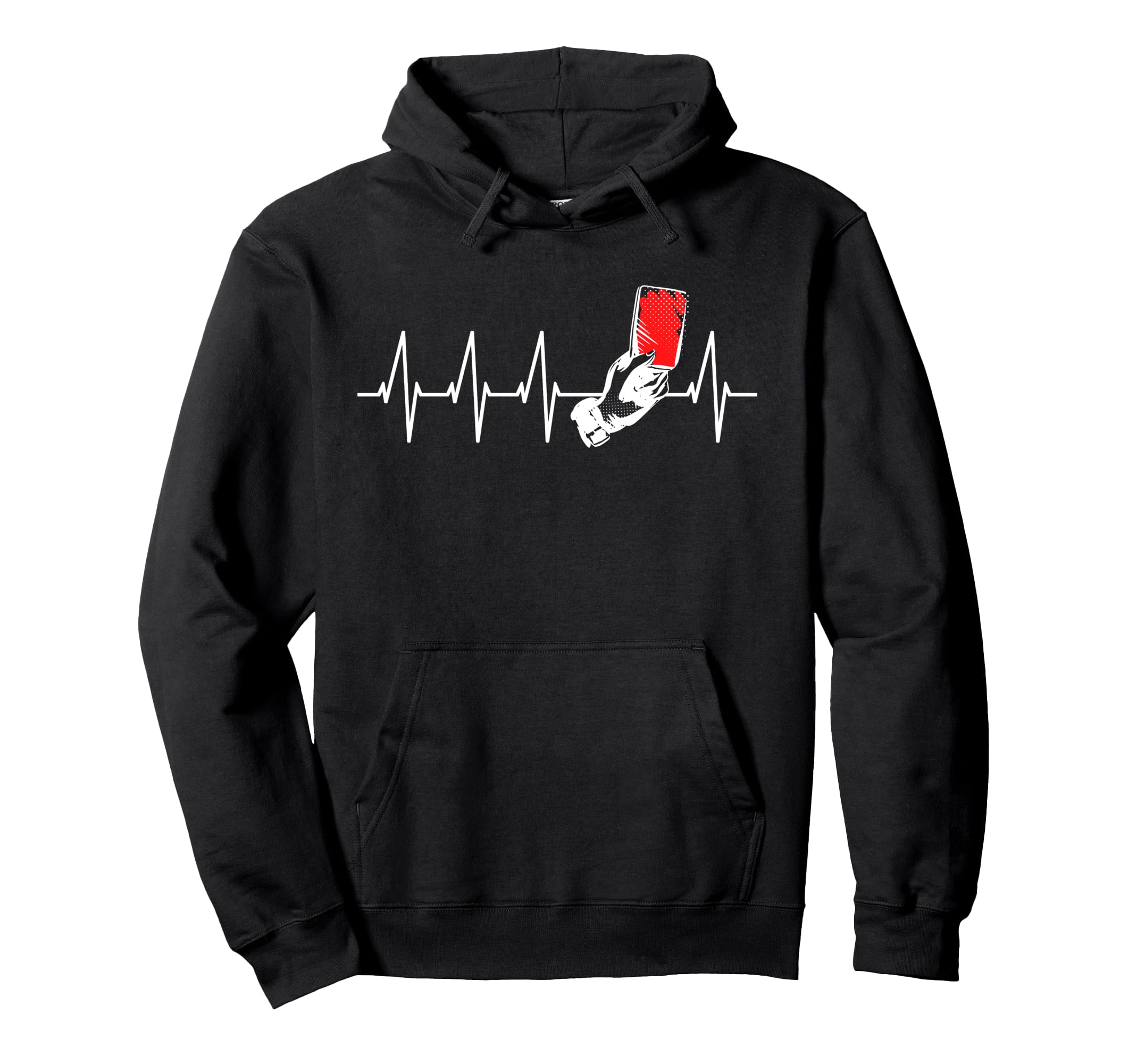 Referee Heartbeat Red Card Football Hoodie - Graphic Print for Adults