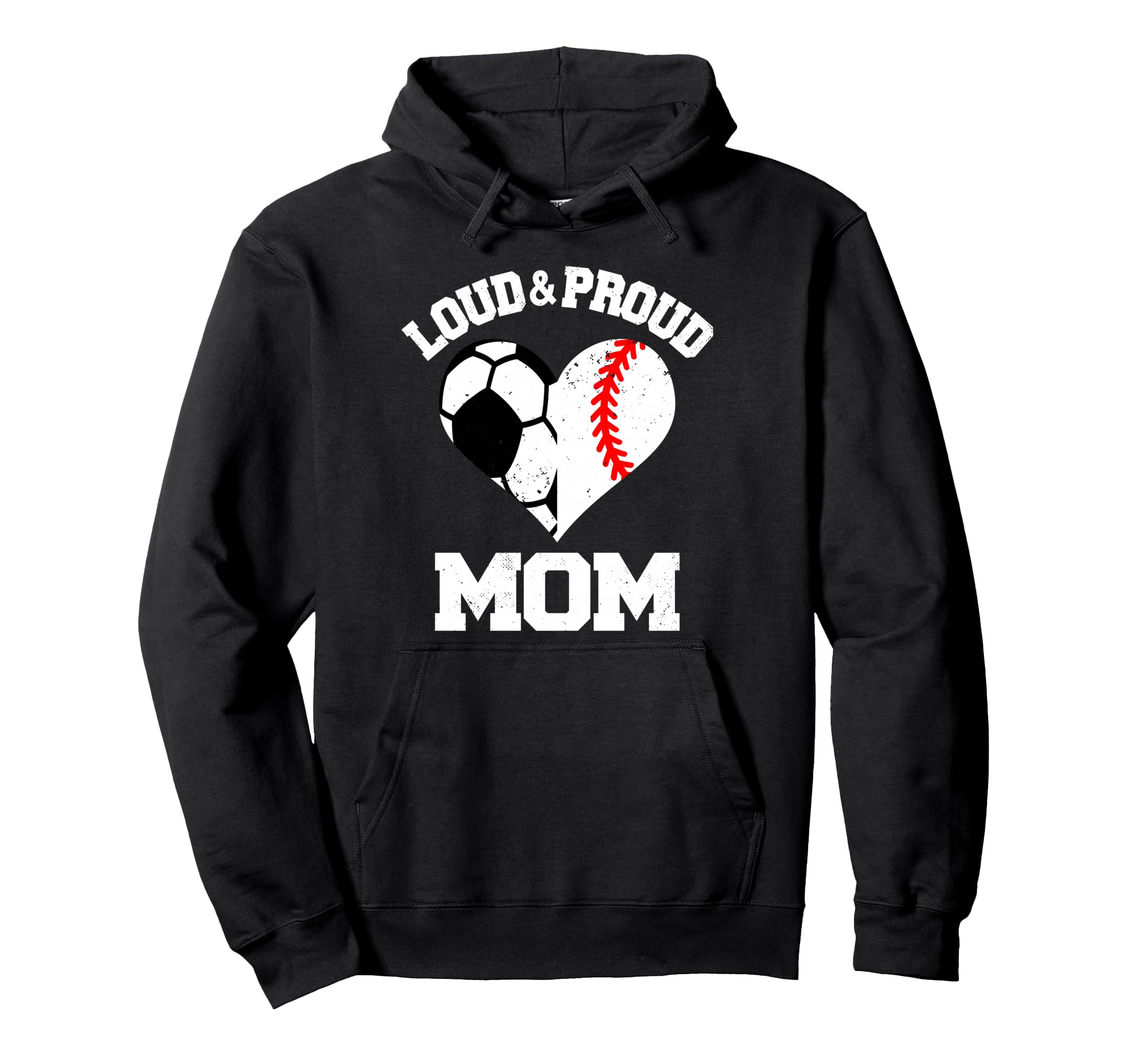Loud Proud Mom Soccer Baseball Heart Hoodie - Streetwear Style for Adults