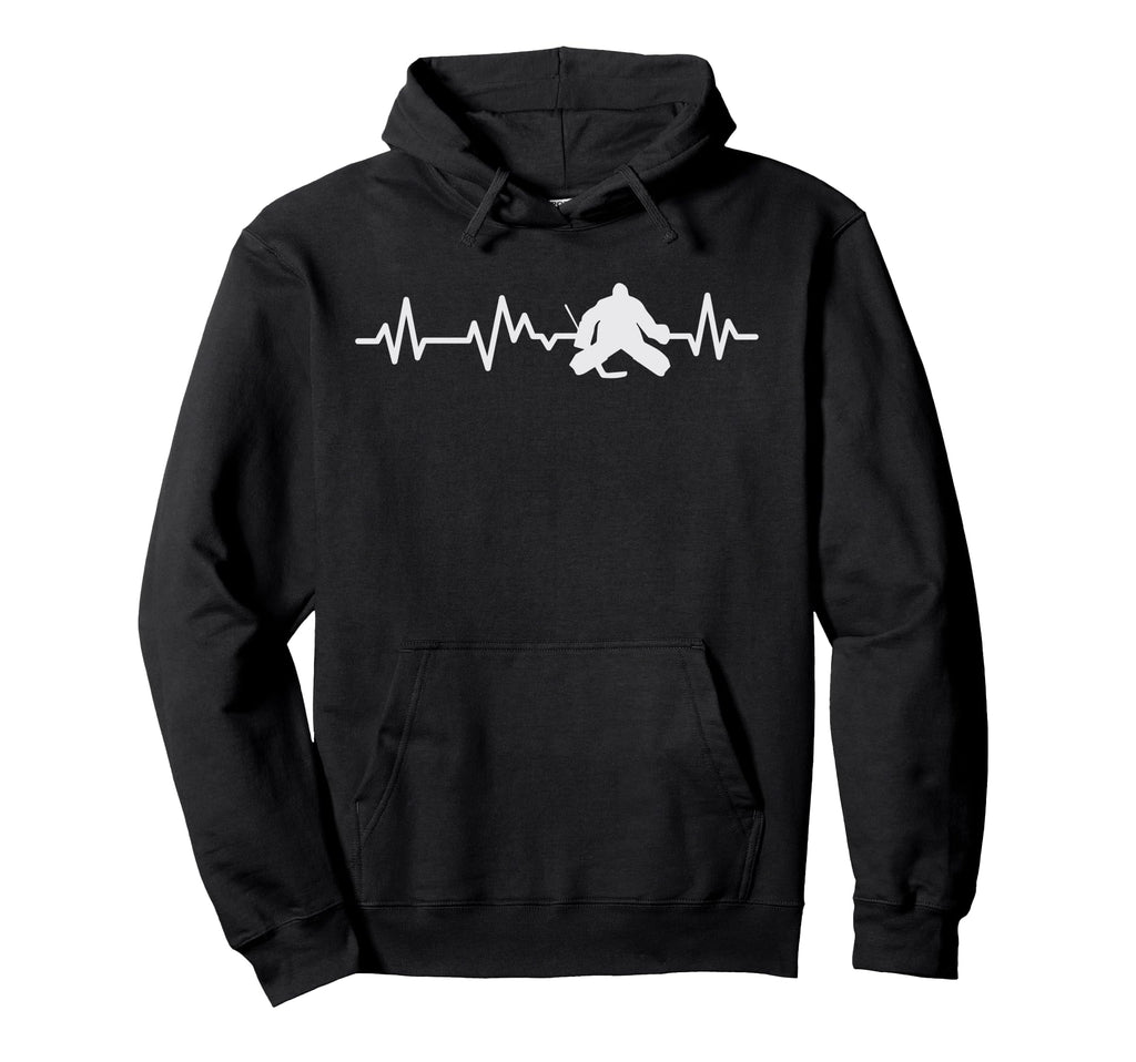 Ice Hockey Goalie Heartbeat Line Hoodie - Trendy Graphic Men Women