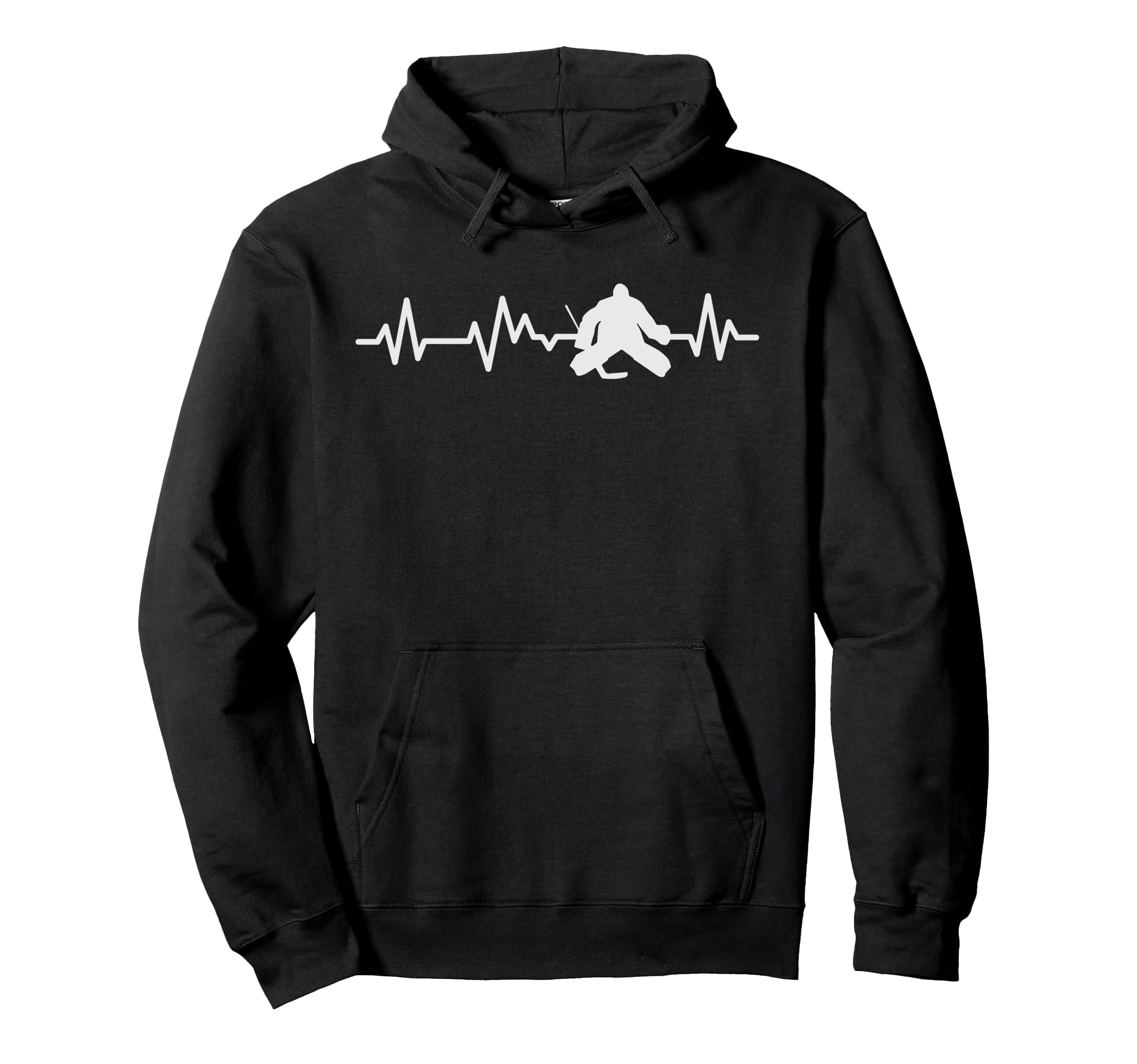 Ice Hockey Goalie Heartbeat Line Hoodie - Trendy Graphic Men Women