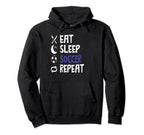 Funny Eat Sleep Soccer Repeat Player Hoodie - Custom Art Print for Adults