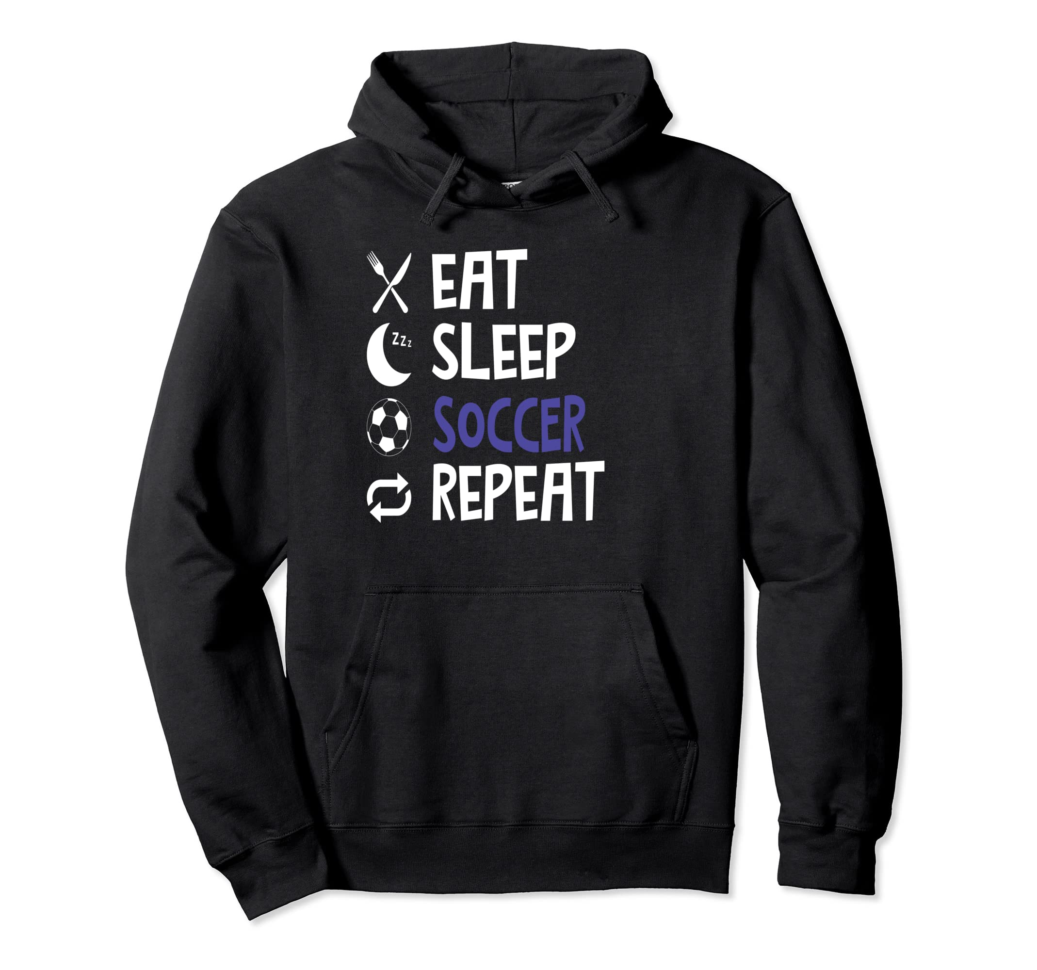 Funny Eat Sleep Soccer Repeat Player Hoodie - Custom Art Print for Adults