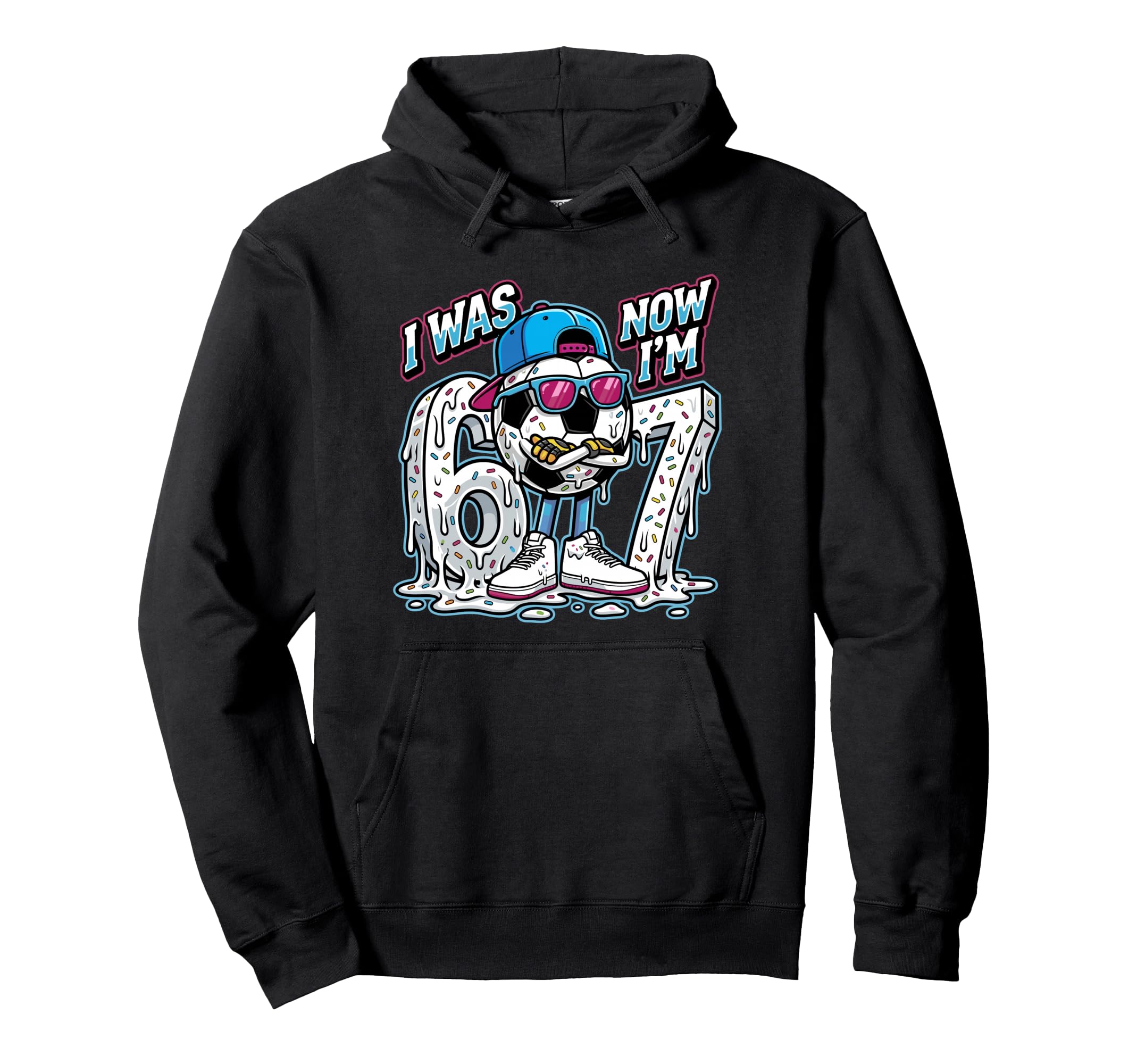 I Was 6 Now Im 7 Birthday Soccer Ball Hoodie - Custom Art Print Men Women