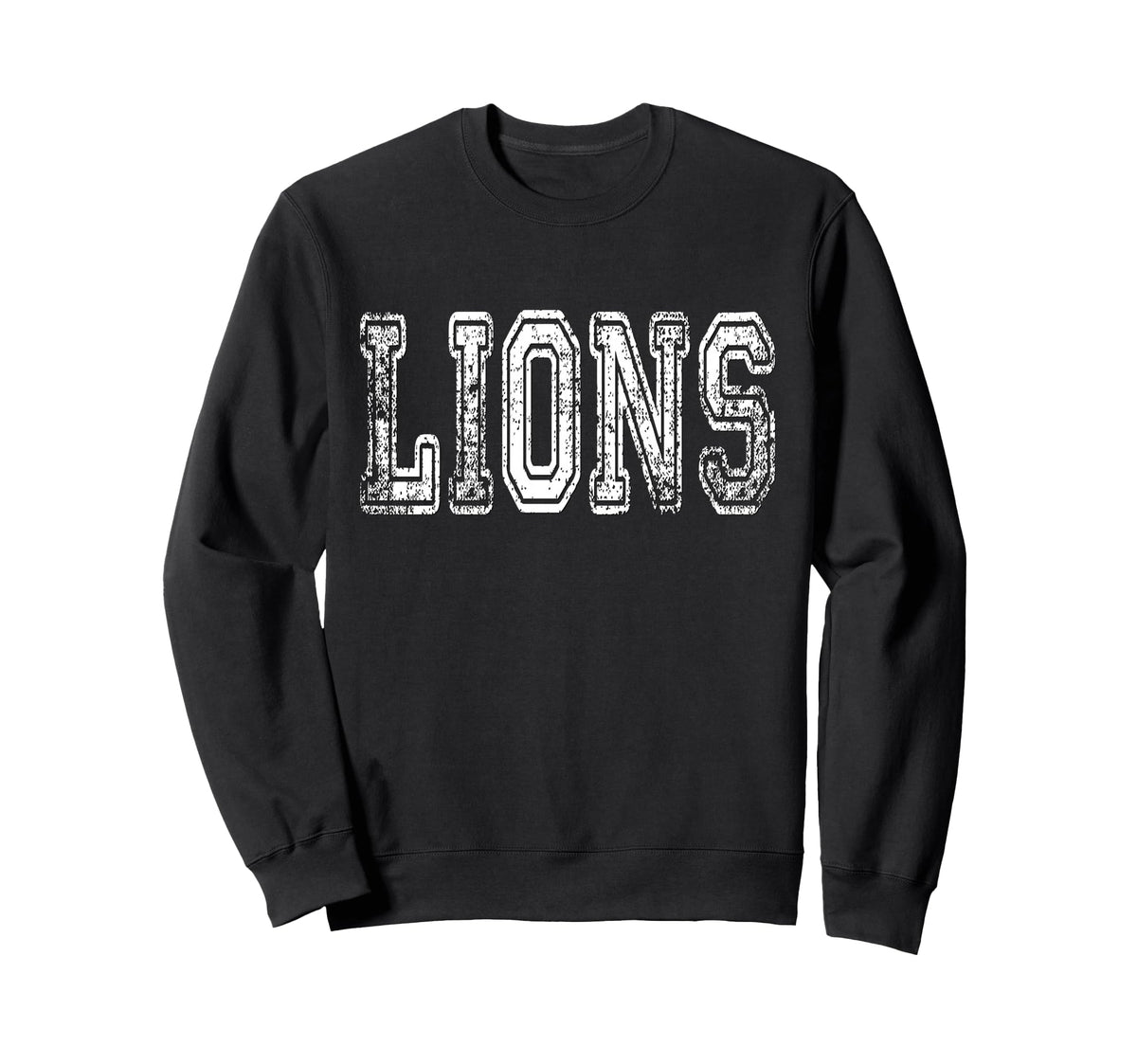 Lions Mascot Distressed School Sweatshirt - Casual Everyday Wear Unisex