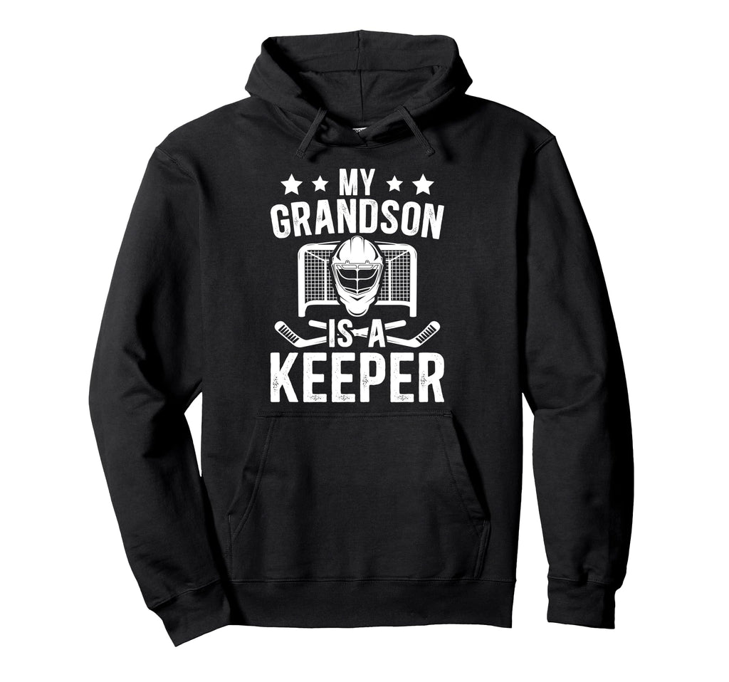 Proud Hockey Keeper Papa Ice Hockey Hoodie - Minimalist Print for Adults