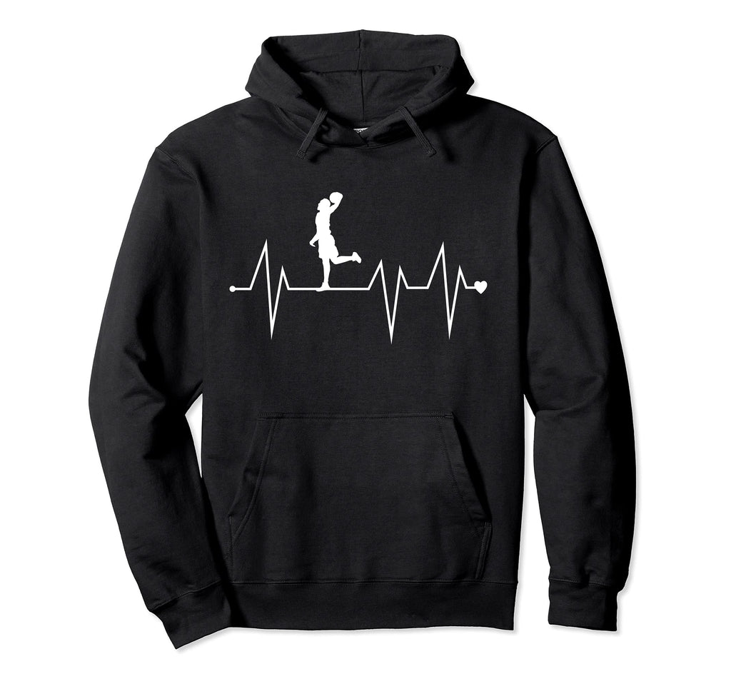 Funny Basketball Player Heartbeat Heart Hoodie - Graphic Print for Adults
