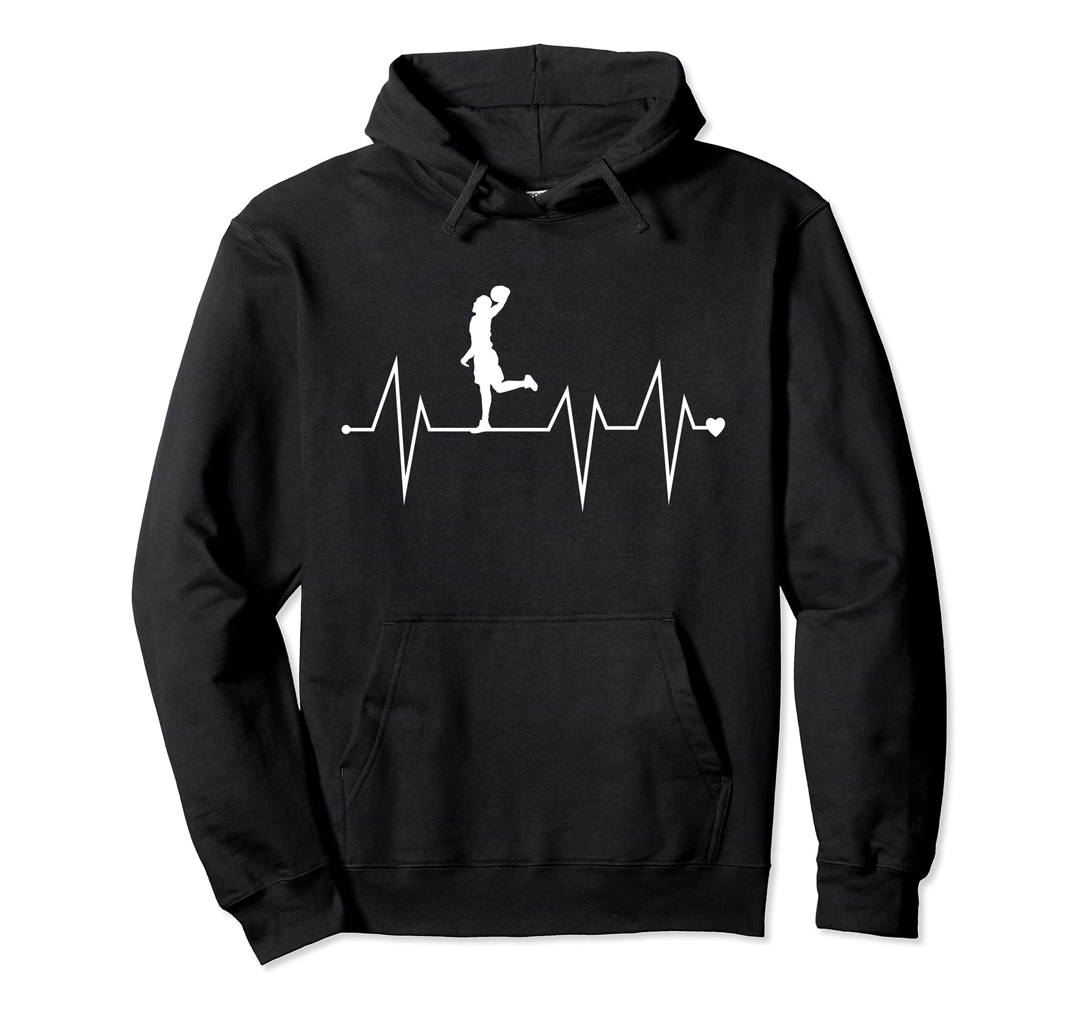 Funny Basketball Player Heartbeat Heart Hoodie - Graphic Print for Adults