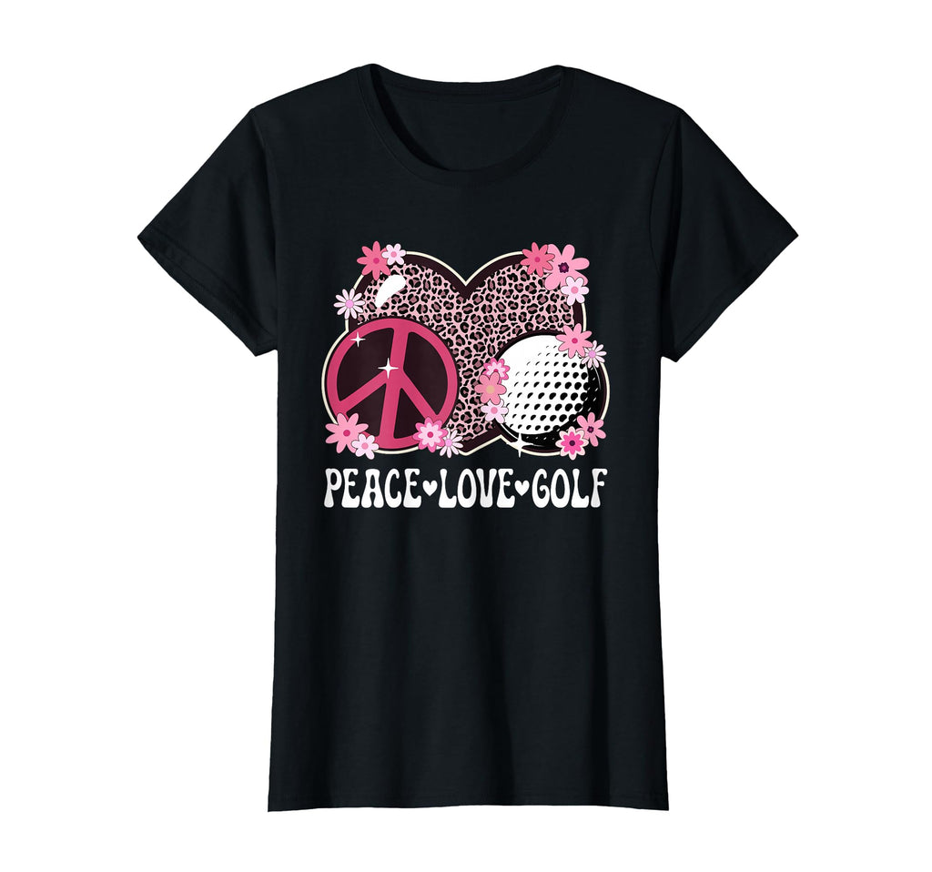 Peace Love Golf Lover Leopard Golf T-Shirt - Novelty Apparel Men Women