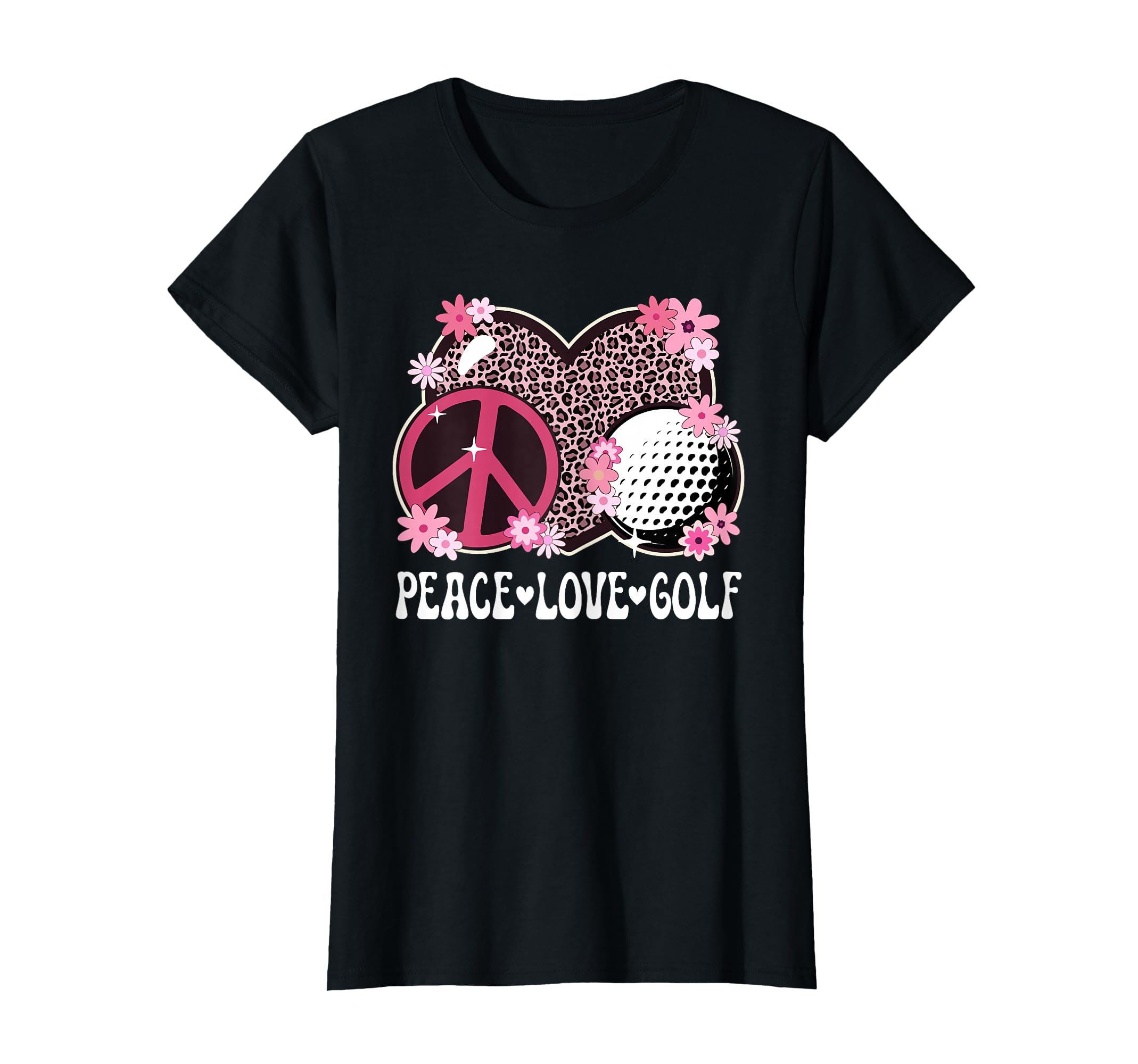 Peace Love Golf Lover Leopard Golf T-Shirt - Novelty Apparel Men Women