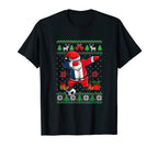 Soccer Dabbing Santa France Flag T-Shirt - Aesthetic Graphic for Adults