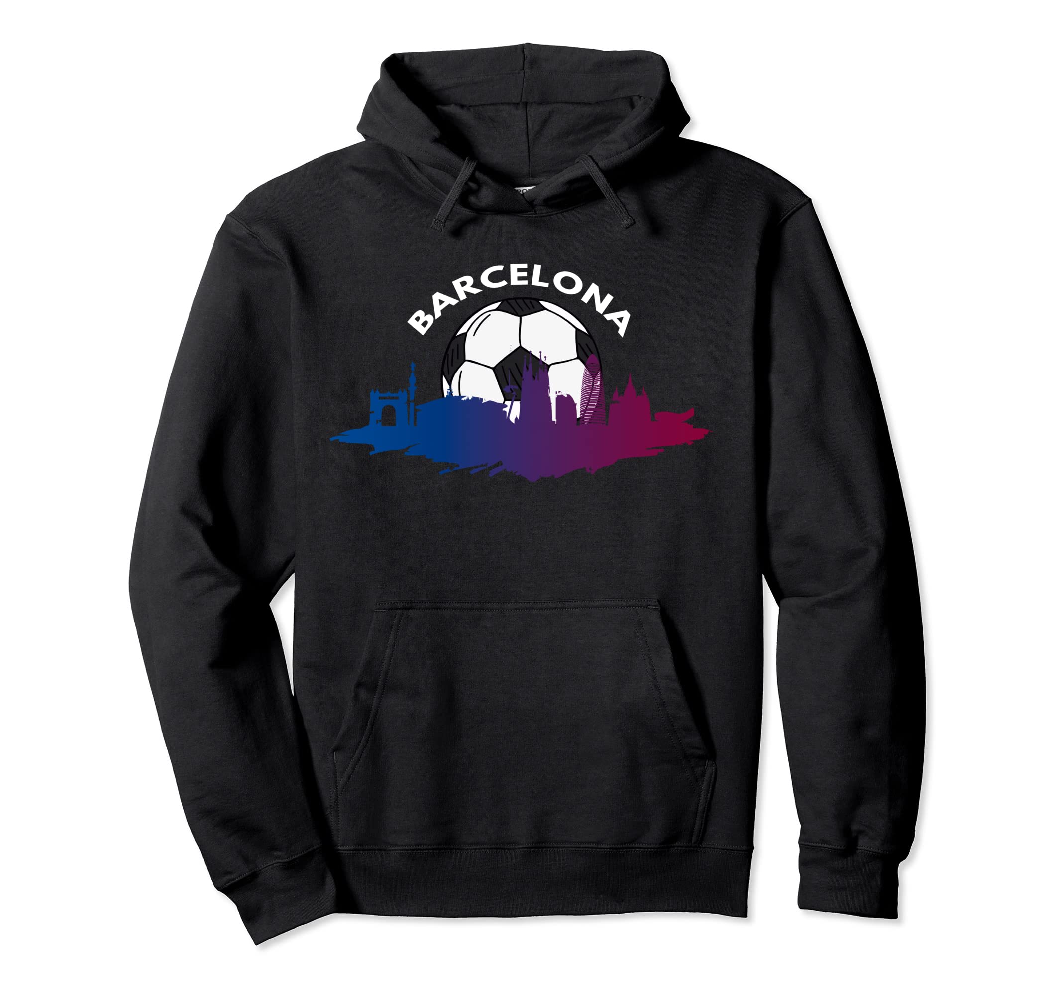 Barcelona Spain Soccer Ball Hoodie - Minimalist Print for Adults