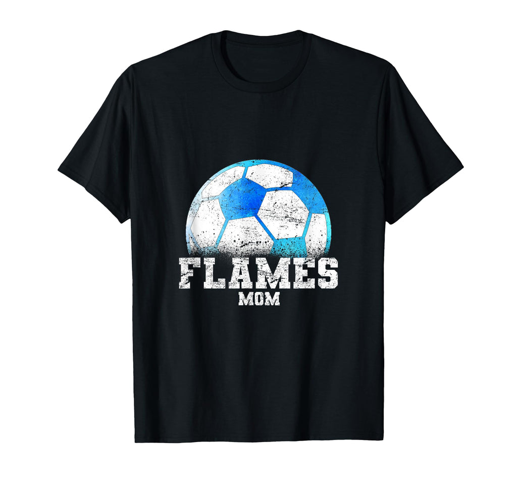 Soccer Flames Mom Distressed T-Shirt - Aesthetic Graphic for Adults